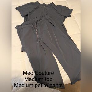 Med Couture Gray Straight Leg Pants & Top Set